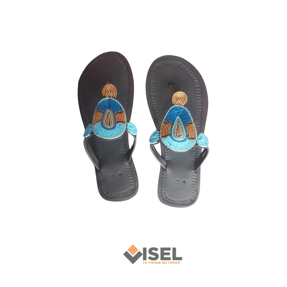 Sandale Massai_Bleu_doré